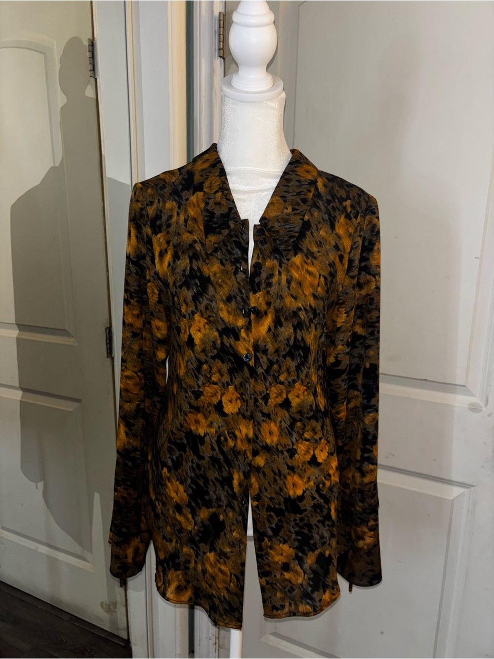 C by One - Brown/ Black/ Mustard Floral Button Down Blouse